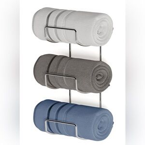 3 Sectional Bath Towel Storage Rack Wall Mount Towel Holder for Bathroom, Metal
